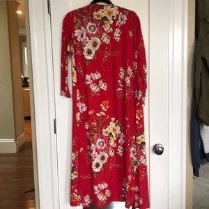 RED FLOOR LENGTH KIMONO